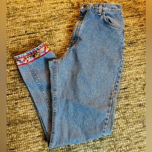 90s Vintage Levis Jeans Womens Embroidered Floral Duck Bottom 16 Long